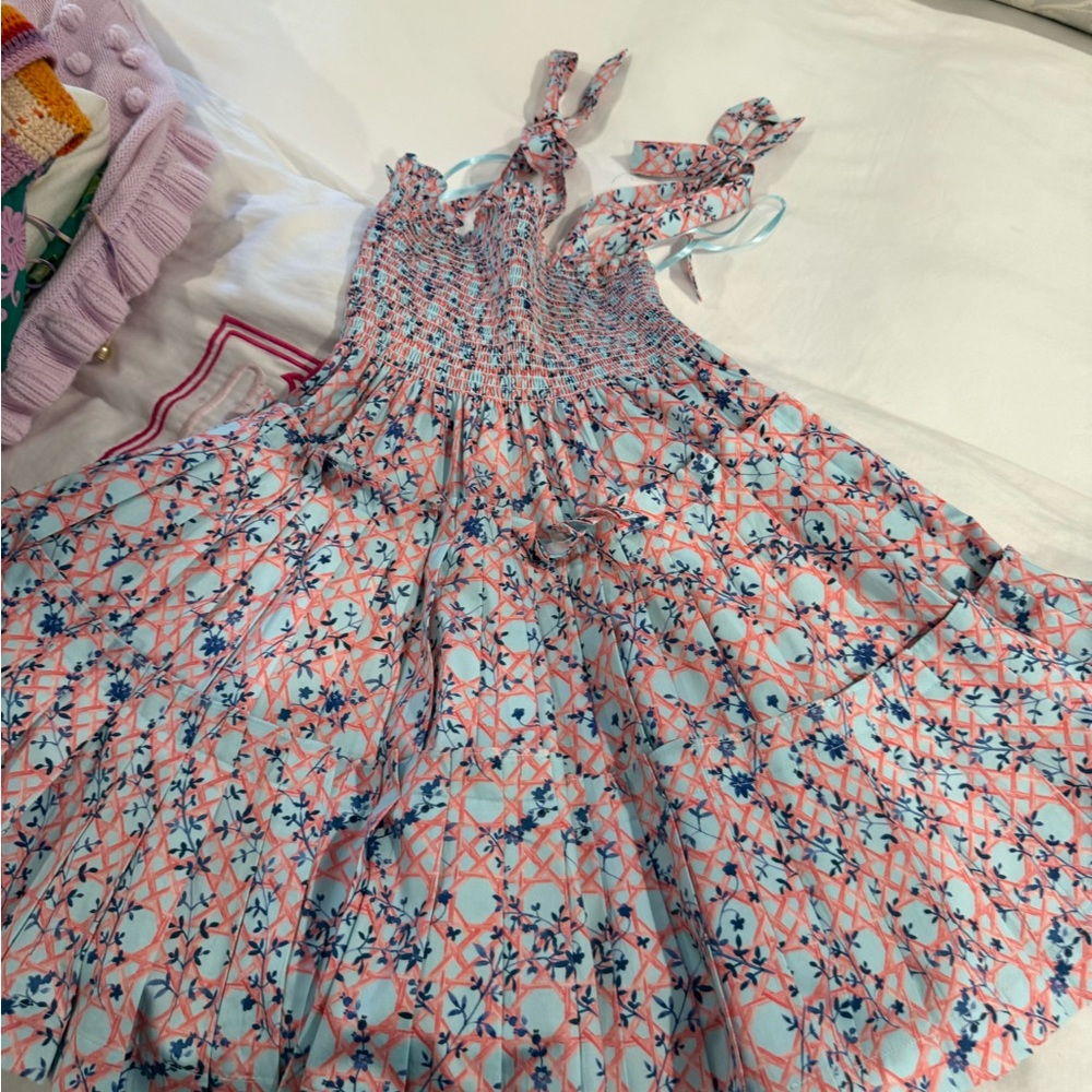 Hill House Kids Dress in Pink and Blue Floral